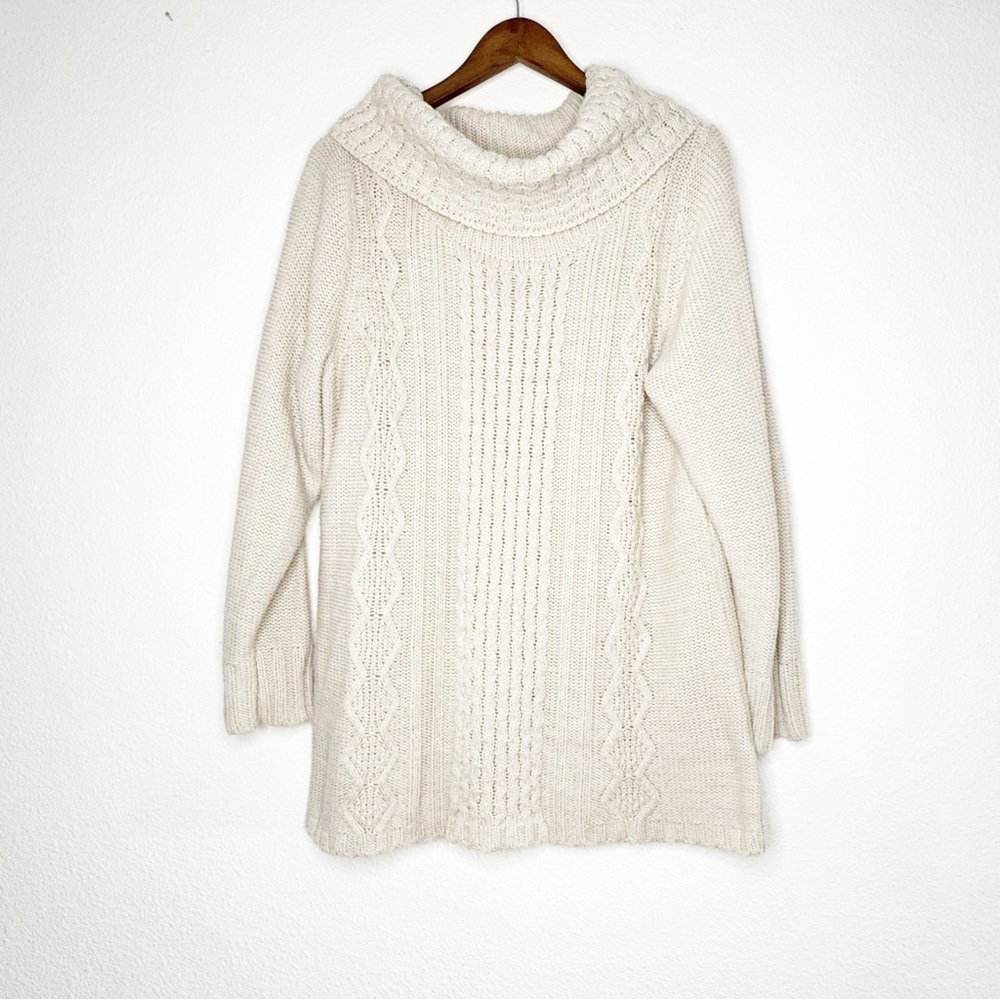 Vintage Needleworks Chunky Knit Cowl Cableknit Long Sweater 18/20 Plus Size